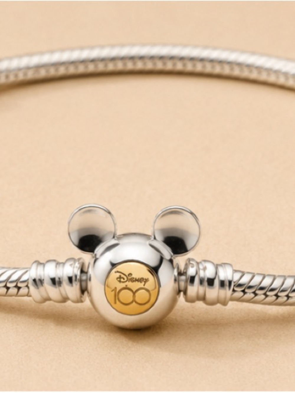 Disney Silver Mickey Mouse Two-Tone 100 Logo Charm